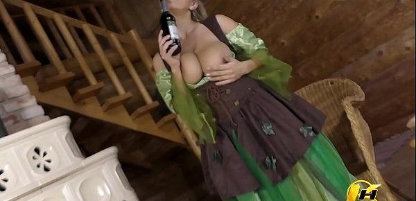  Big boobs MILF in St Patrick’s Day ride on Green Bottle